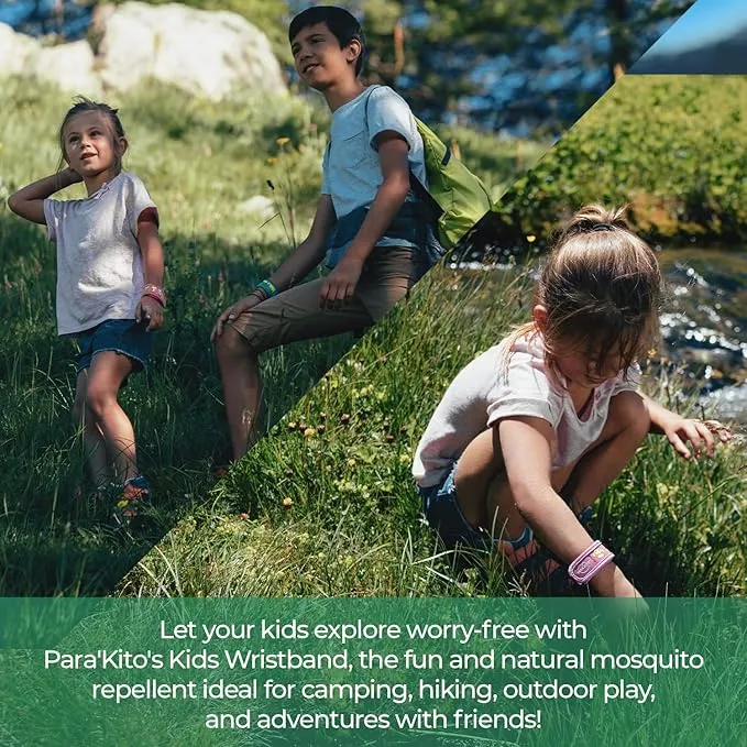 PARA'KITO Bug & Mosquito Bracelets for Kids | Mosquito Spray Alternative | Waterproof, Outdoor Insect Wristband w/Natural Essential Oils | Hiking, Trekking & Camping Accessories (Crocodile)