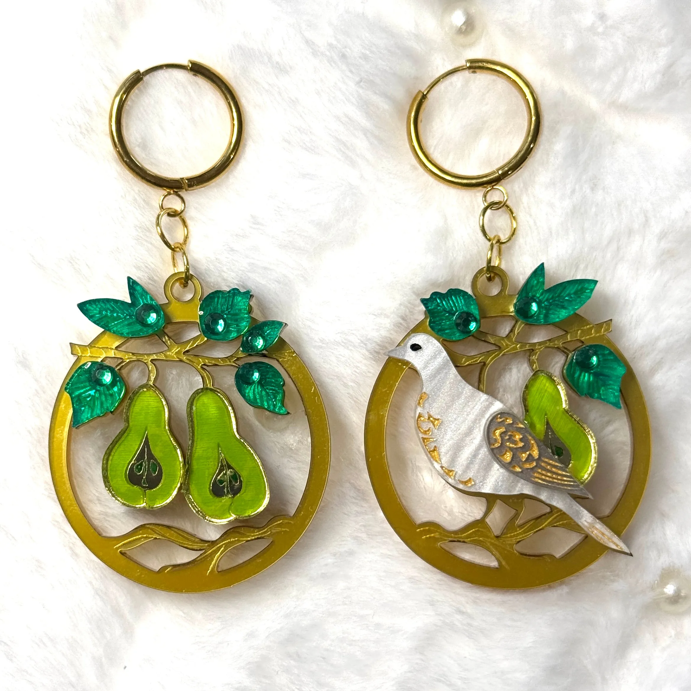 Partridge in a Pear Tree  - earrings