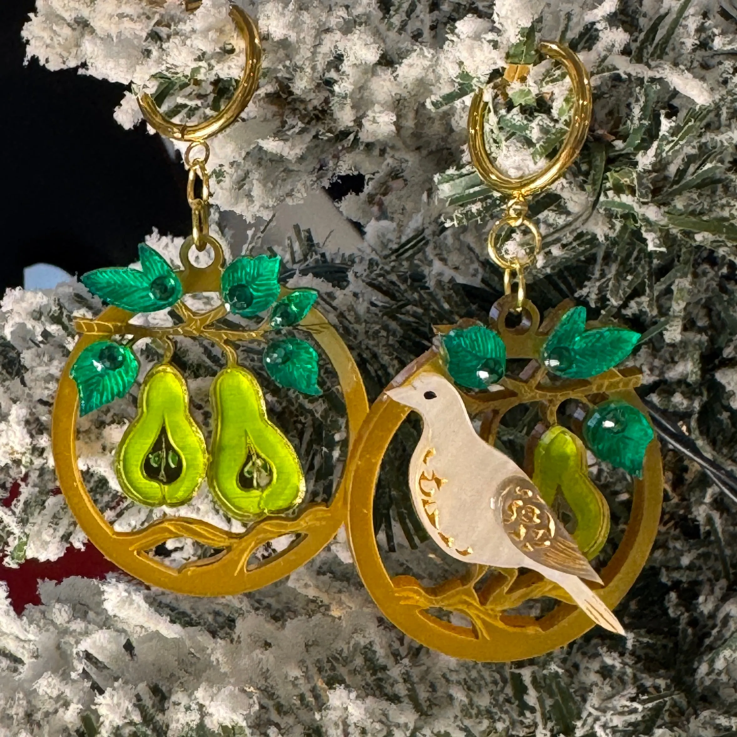 Partridge in a Pear Tree  - earrings