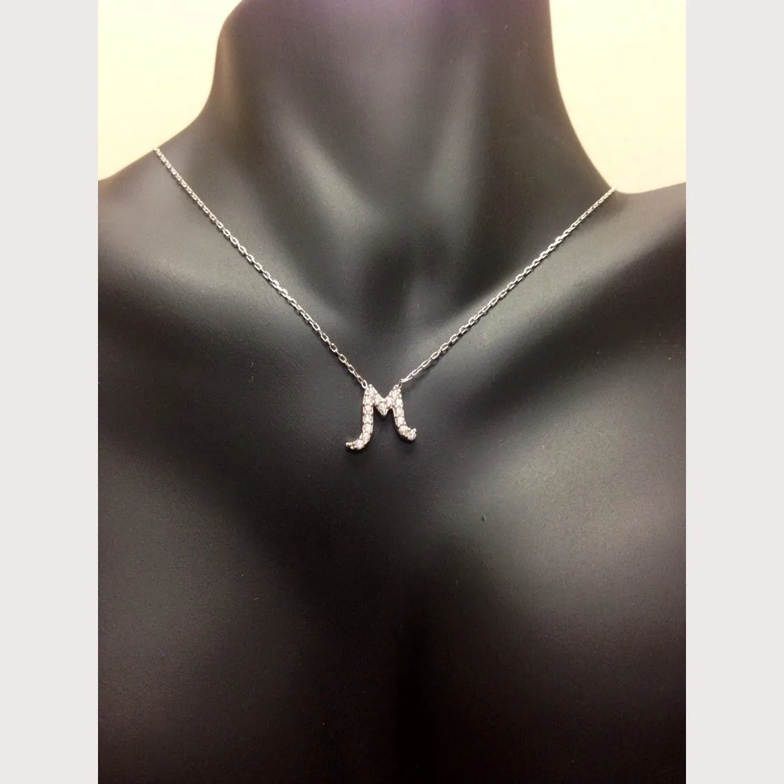 Pave (A) Initial Necklace