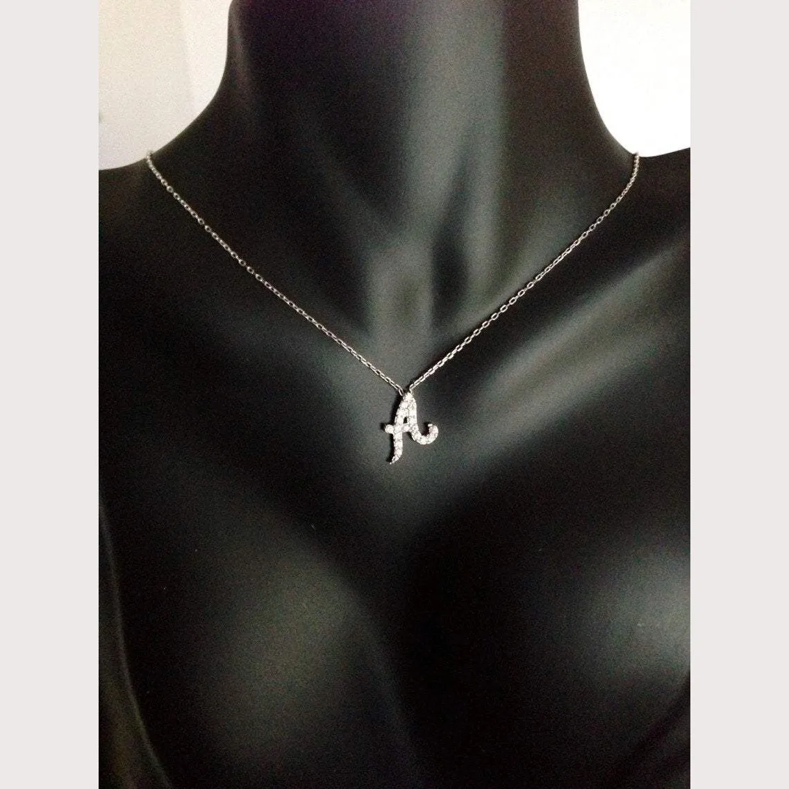 Pave (A) Initial Necklace