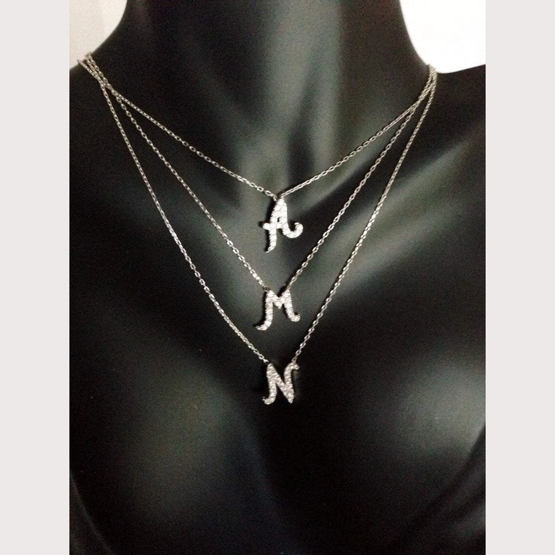 Pave (A) Initial Necklace