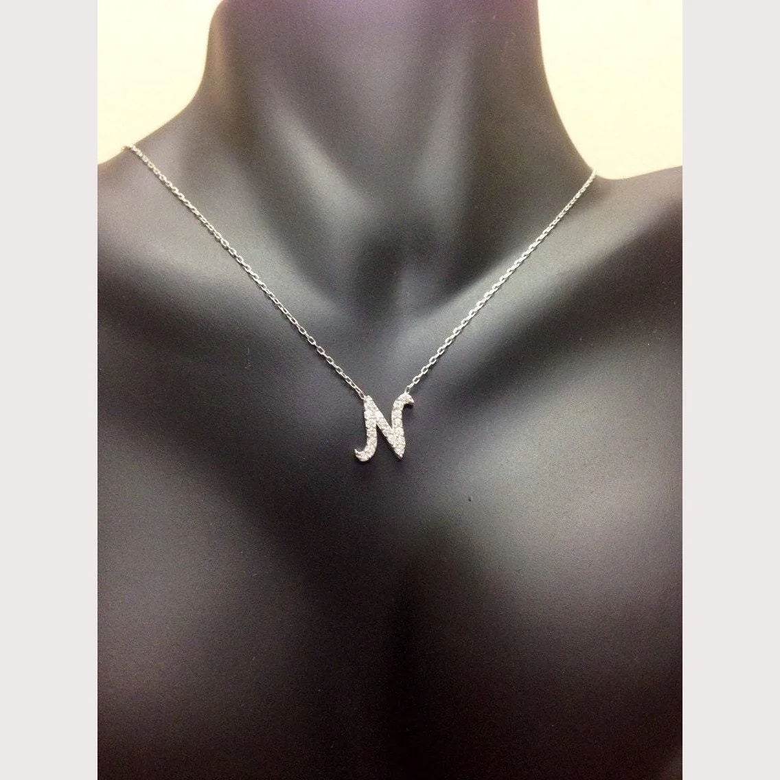 Pave (A) Initial Necklace