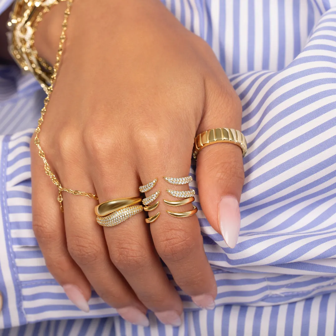 Pave Double Claw Open Ring