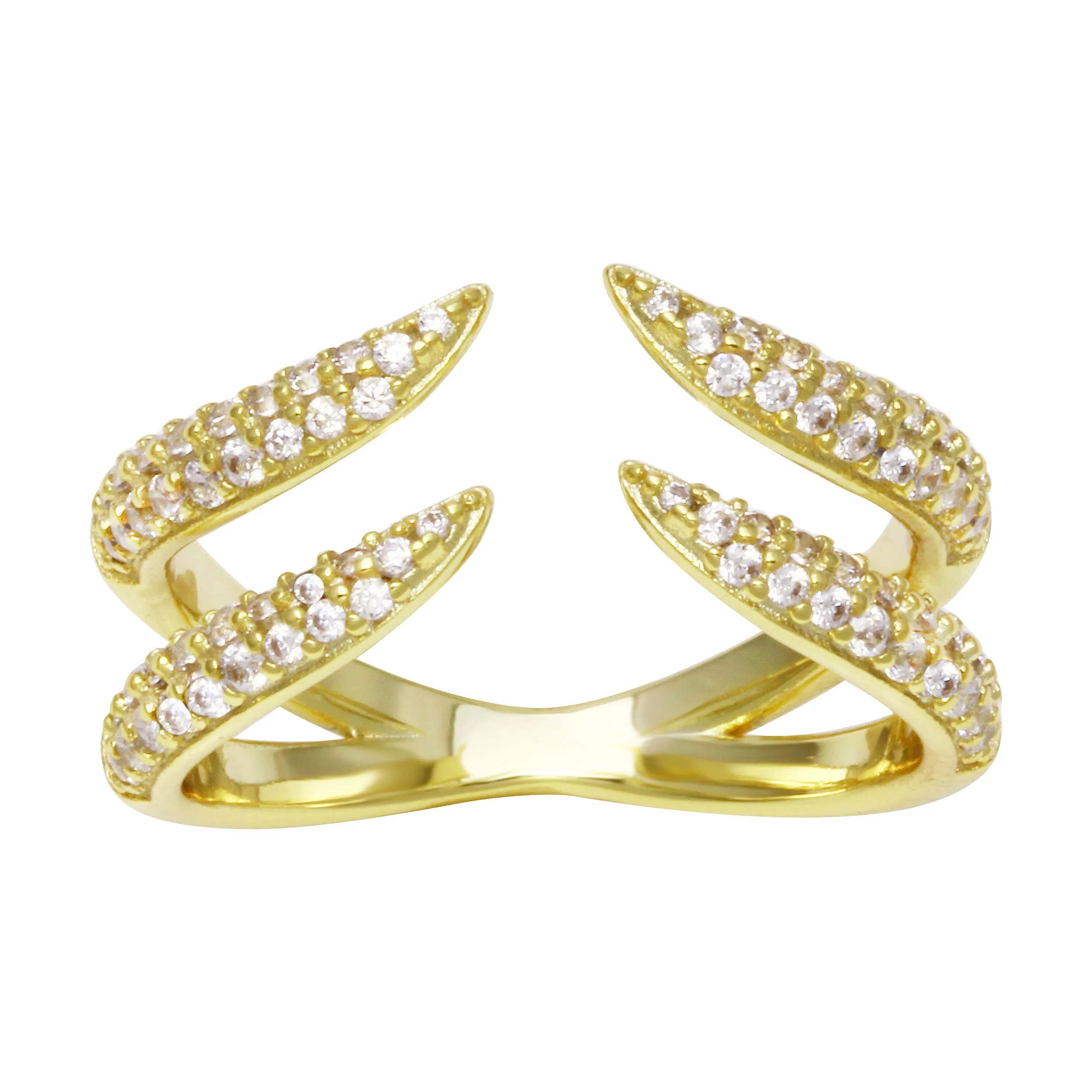 Pave Double Claw Open Ring