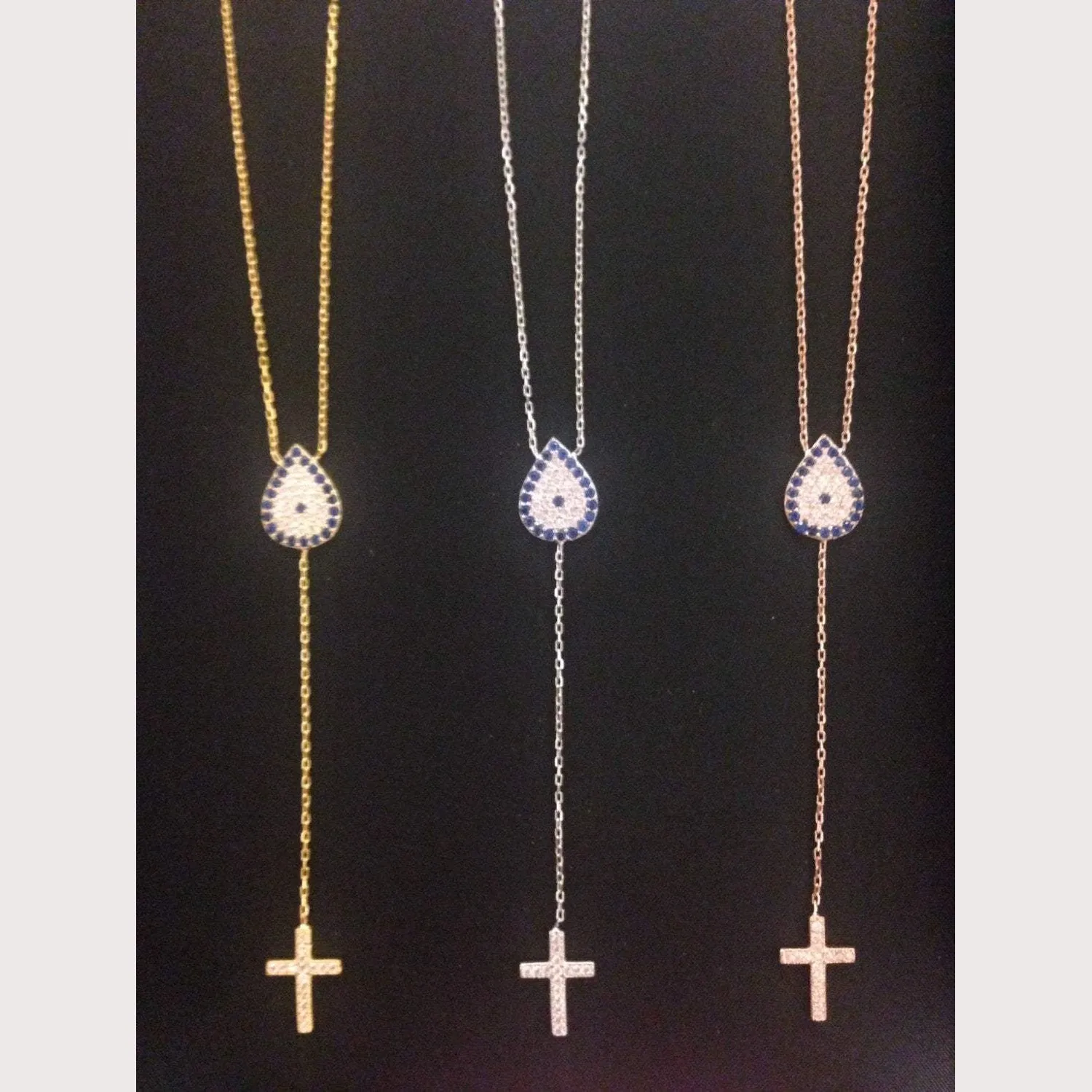 Pear Shape Eye Cross Necklace