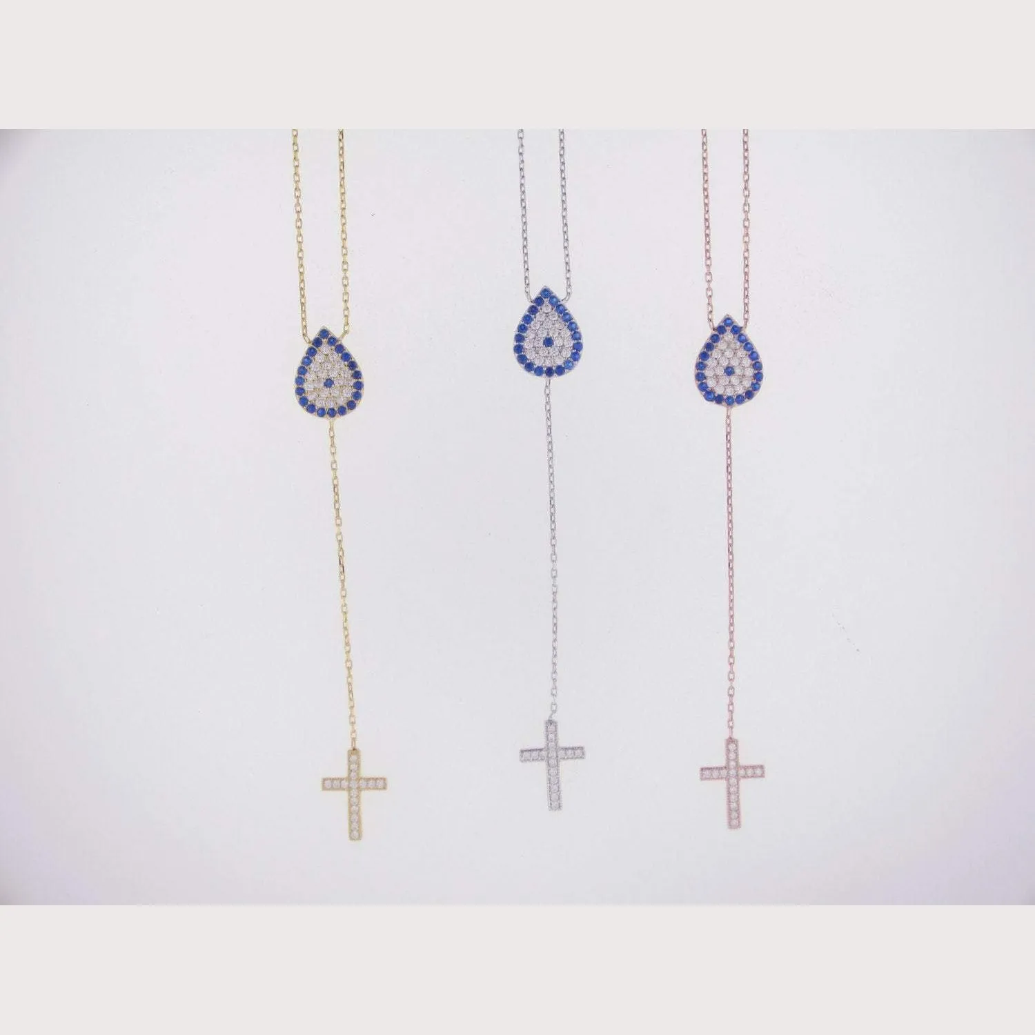 Pear Shape Eye Cross Necklace