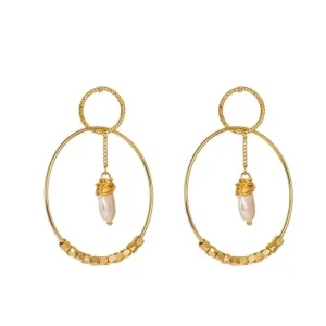 Pearl Double Hoop Earrings