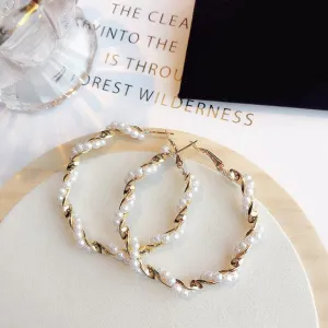 Pearl Twist Hoop Earrings
