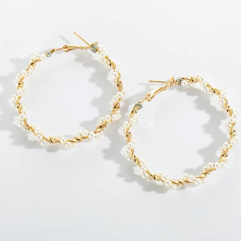 Pearl Twist Hoop Earrings