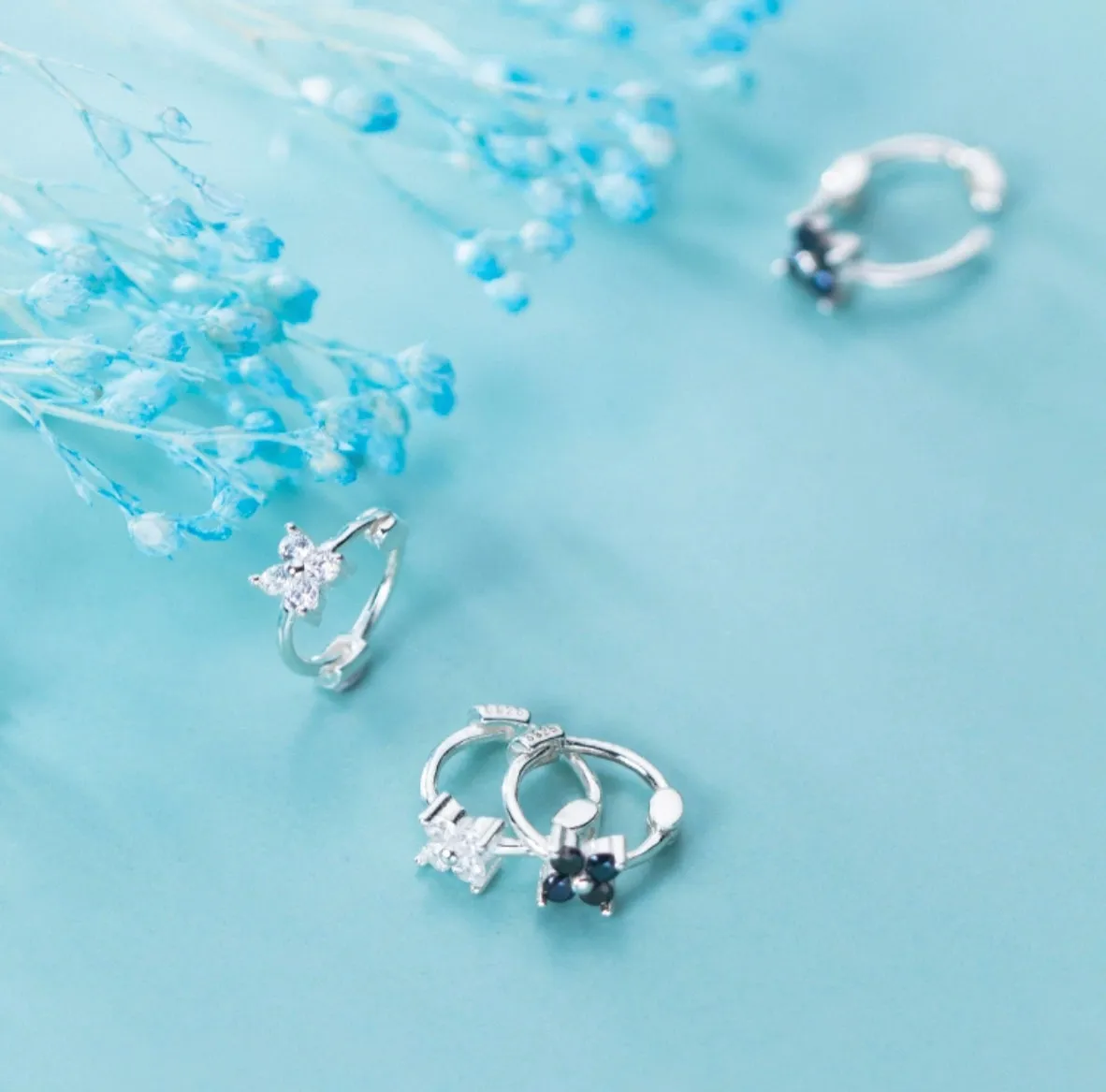 Pedals Flower Small Huggie Earring-SH066