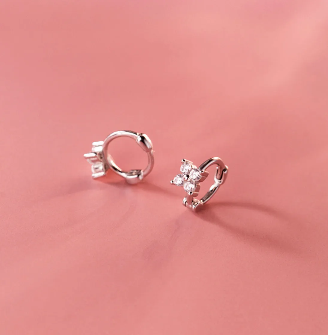Pedals Flower Small Huggie Earring-SH066