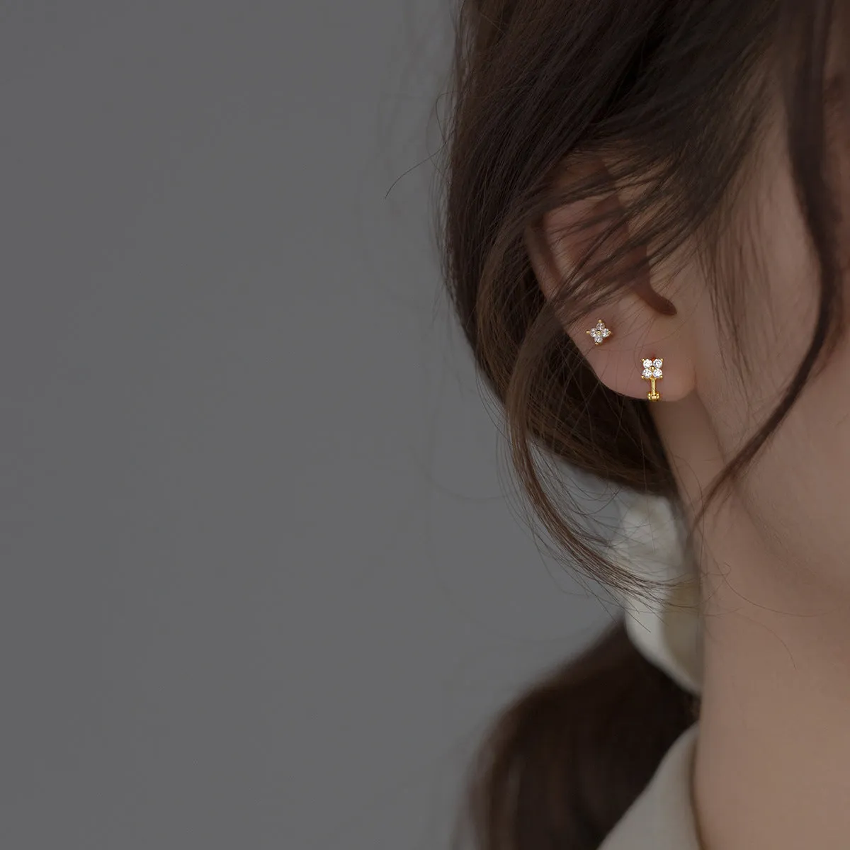 Pedals Flower Small Huggie Earring-SH066
