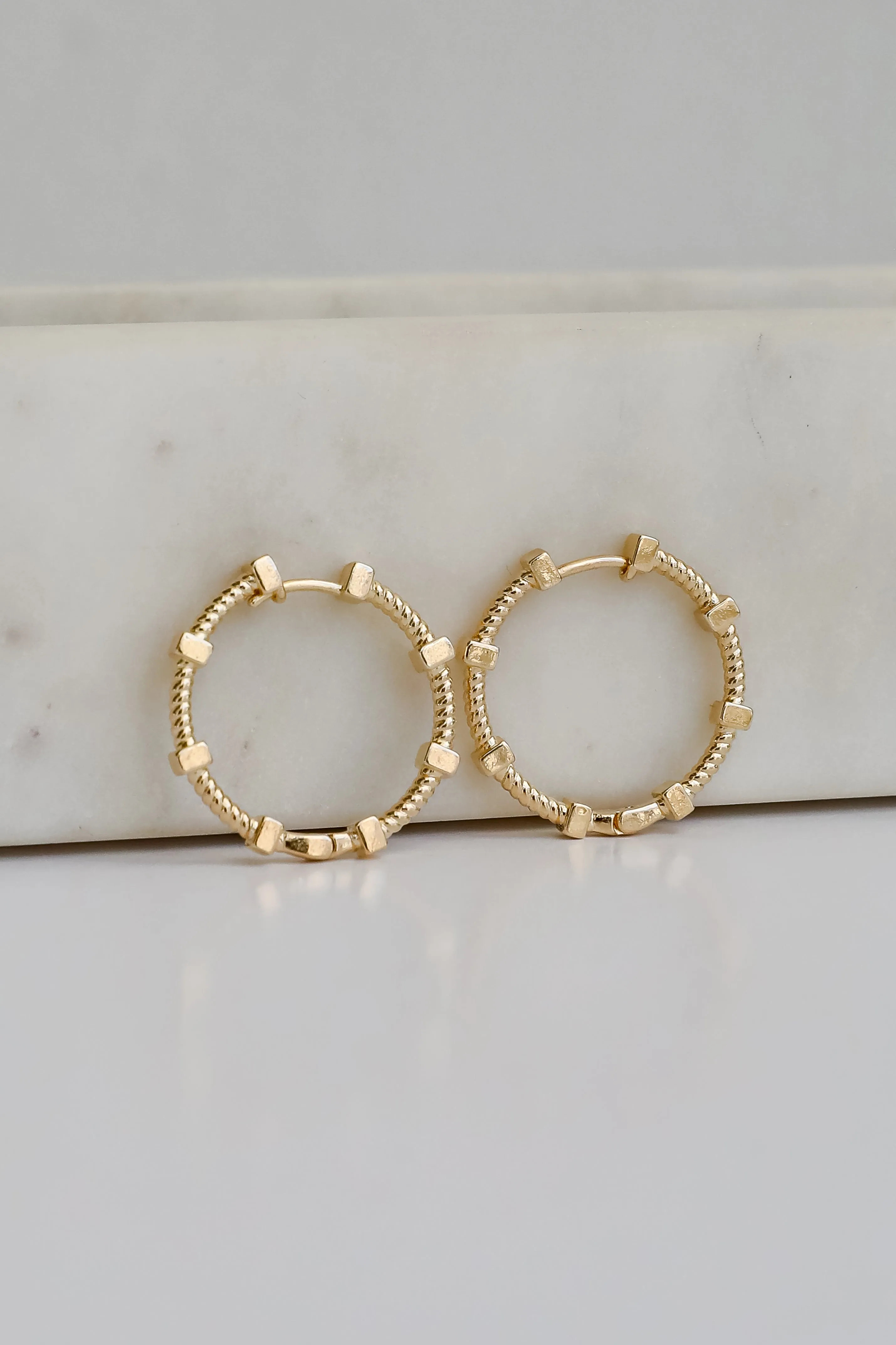 Penelope Gold Textured Hoop Earrings