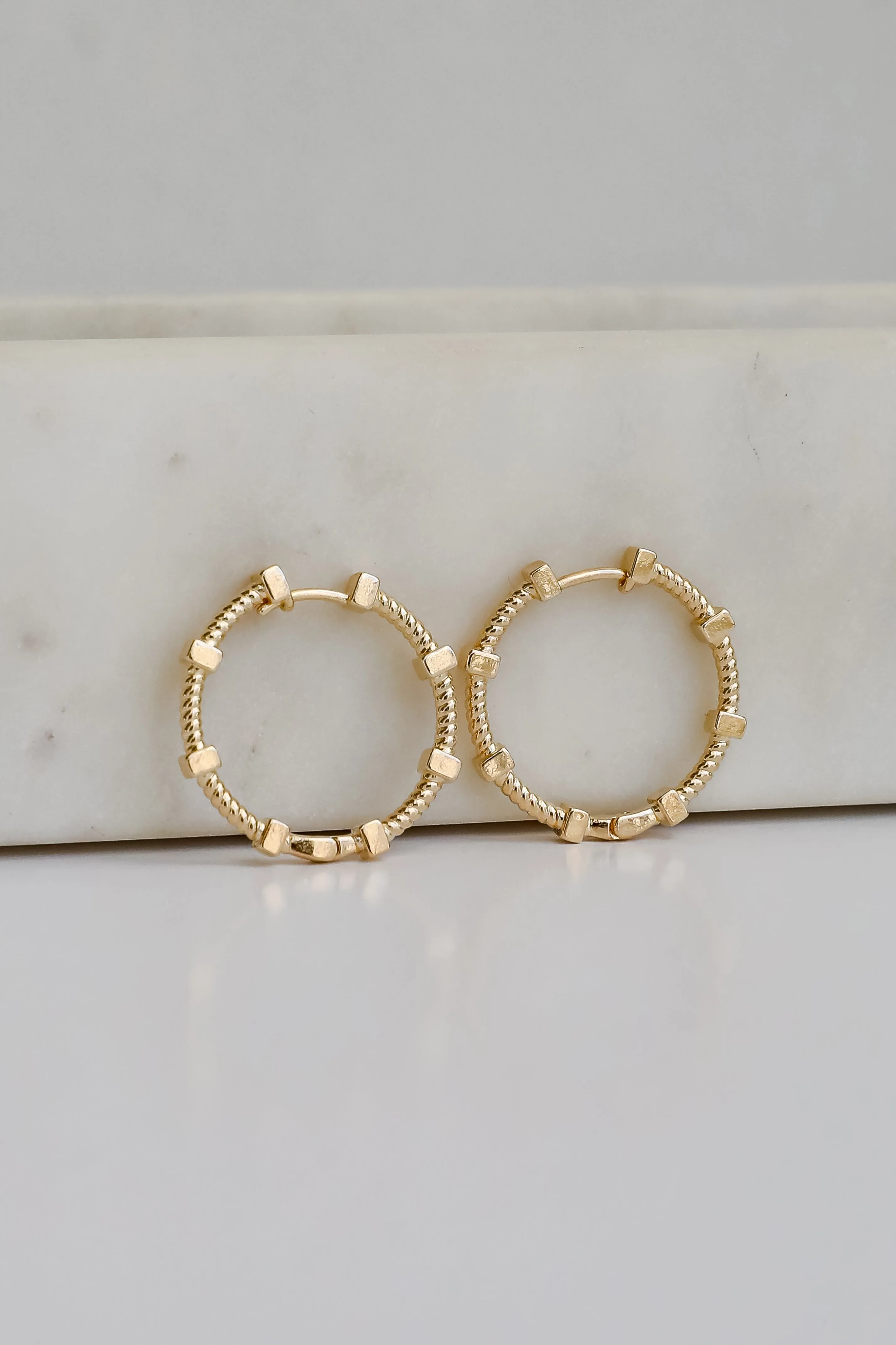 Penelope Gold Textured Hoop Earrings