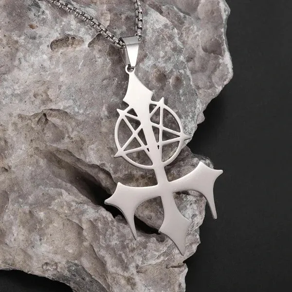 Pentagram Inverted Cross Necklace