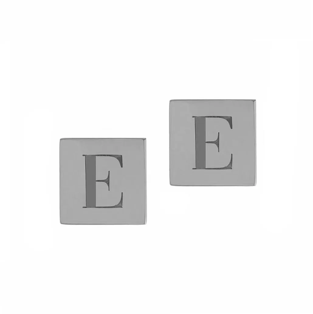 Personalized Initial Square Stud Earrings