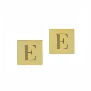 Personalized Initial Square Stud Earrings