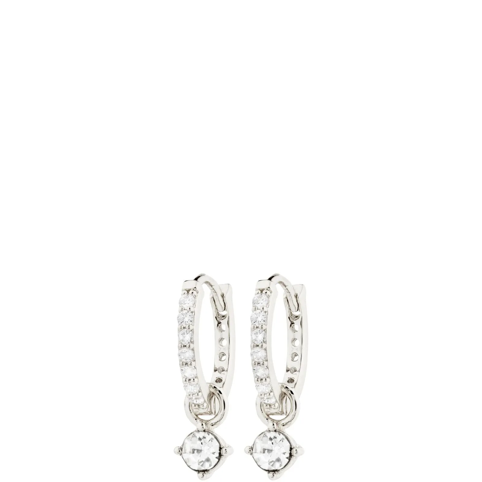 Pilgrim Joa Silver Clear Crystal Hoop Earrings