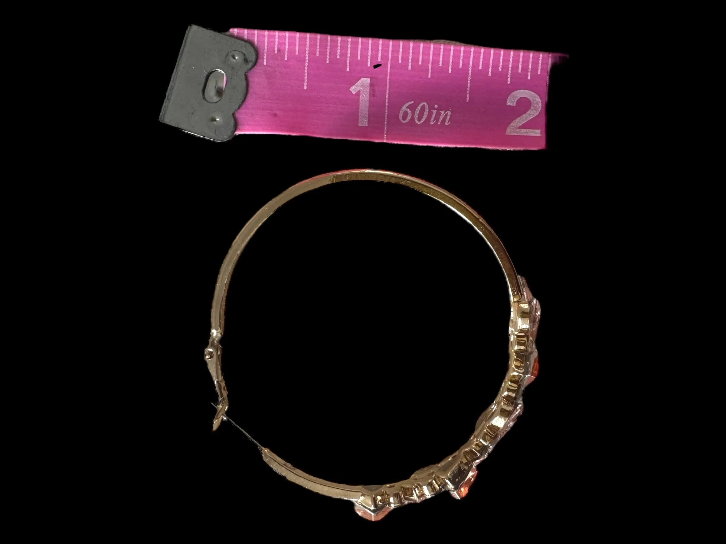 Pink and White Rhinestone Hoop Earrings