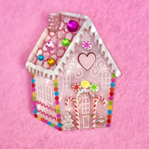 Pink Gingerbread house - Brooch - Set of 2