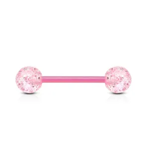 Pink Glitter Acrylic Straight Barbell