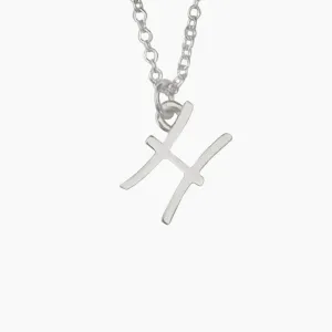 Pisces Sign Zodiac Necklace in Sterling Silver