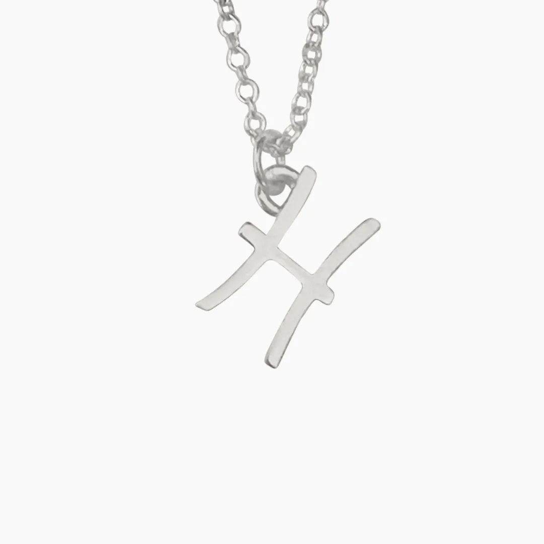 Pisces Sign Zodiac Necklace in Sterling Silver