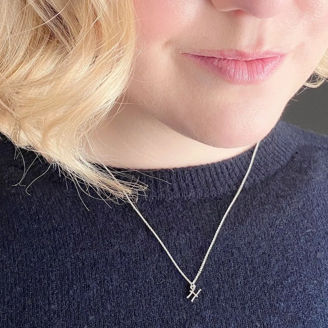 Pisces Sign Zodiac Necklace in Sterling Silver