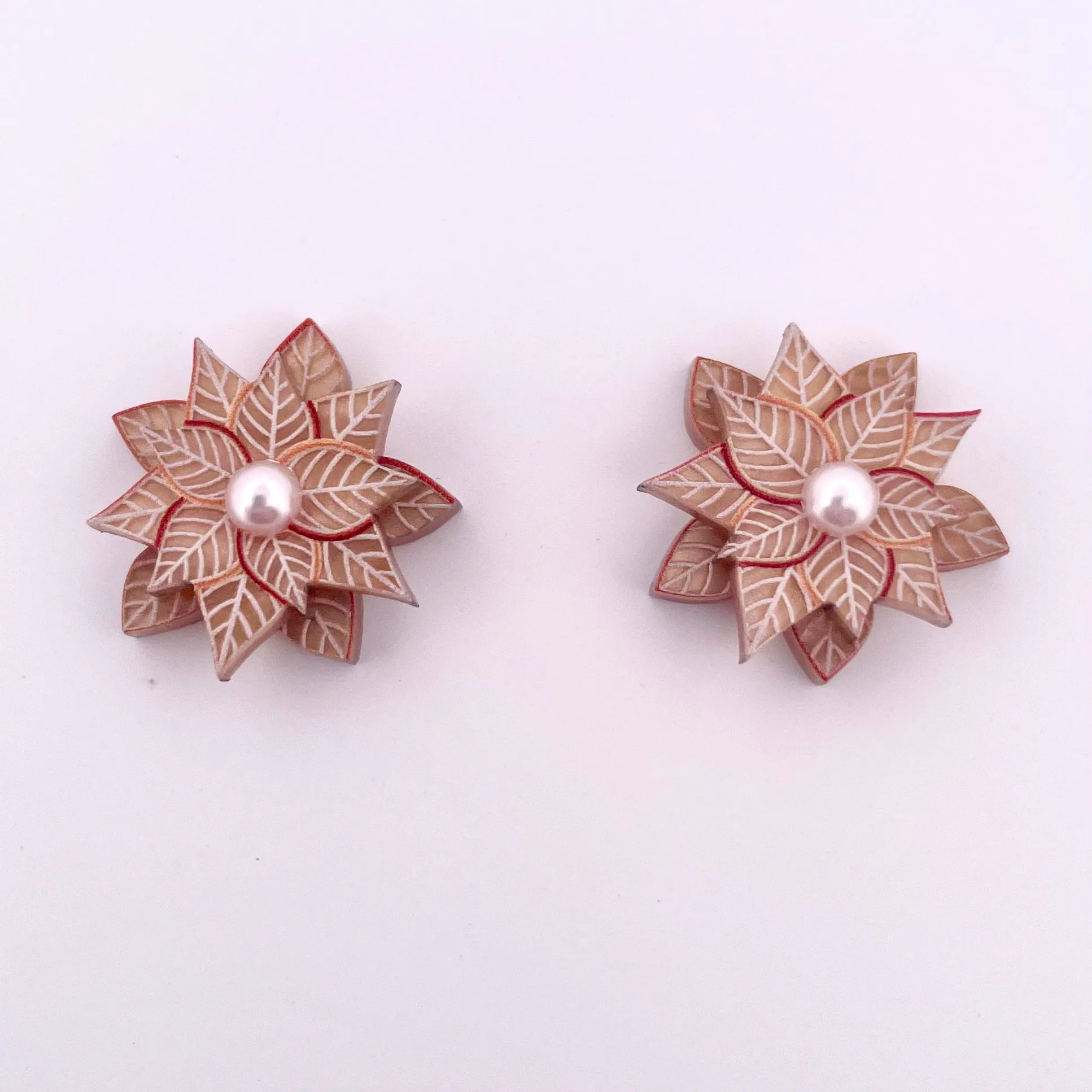 Poinsettia ginger - earring stud - Set of 2