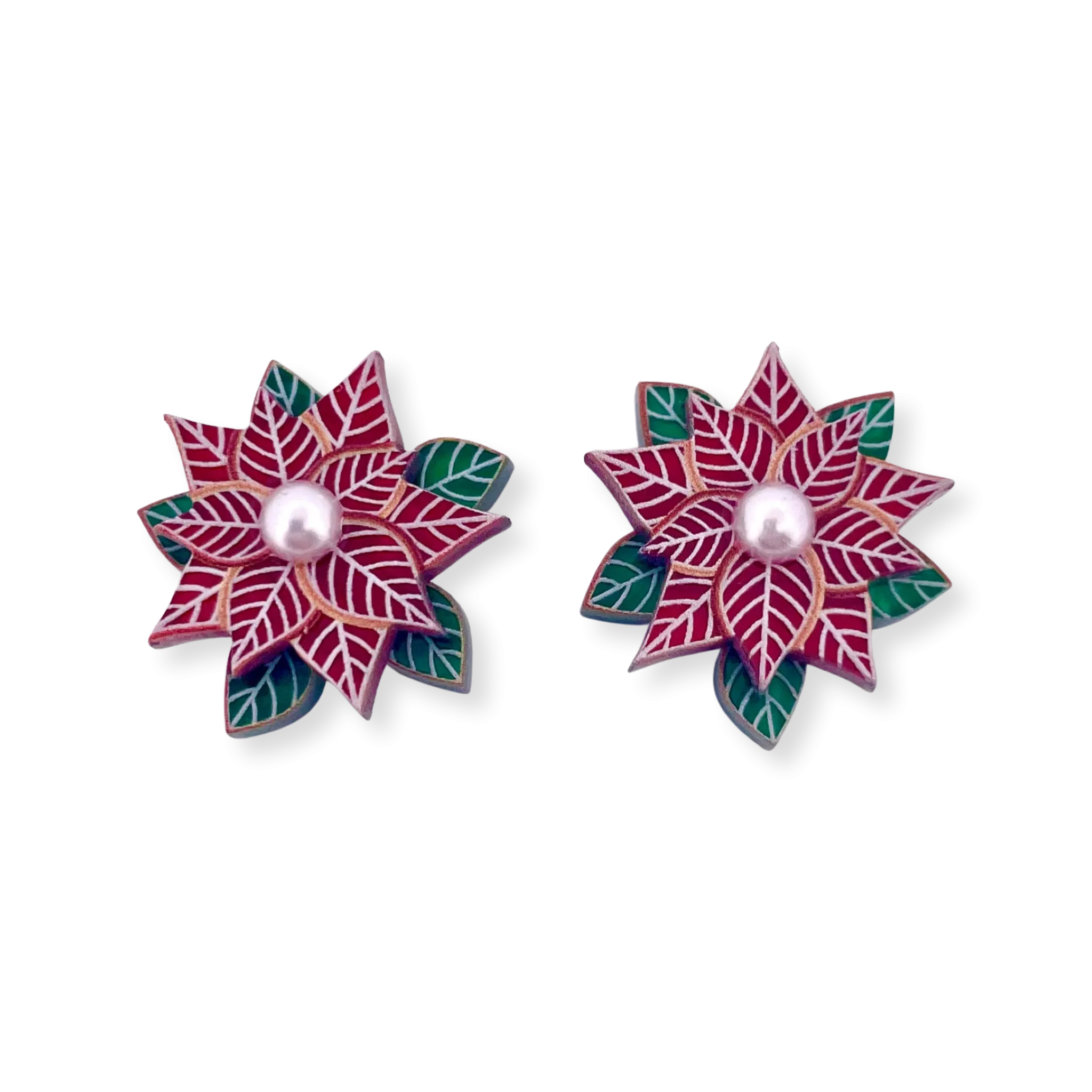 Poinsettia red - earring stud