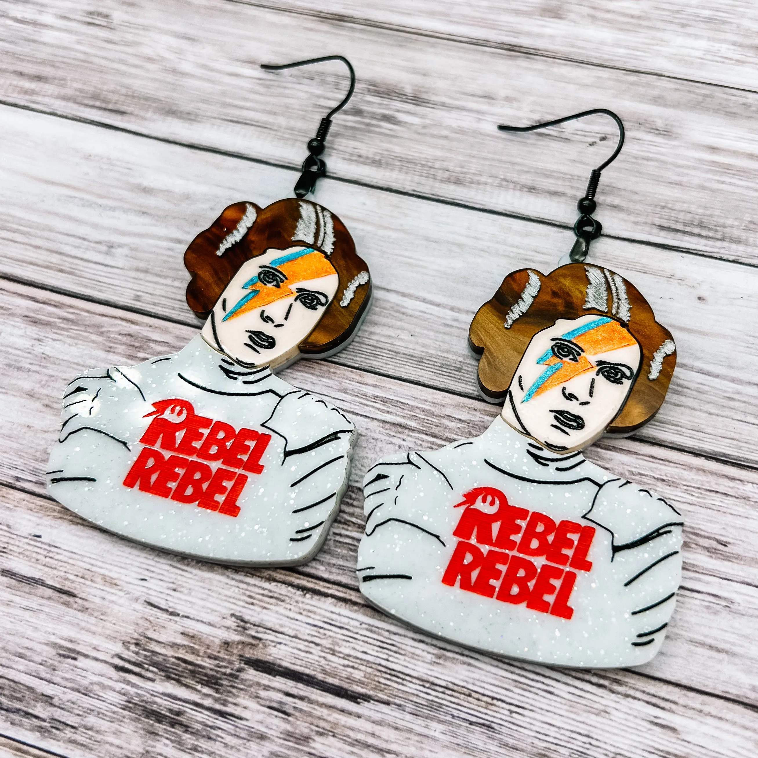 Princess Leia/David Bowie Mashup Dangles