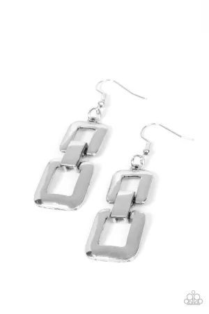 Public Square - Silver - High Sheen Metal Buckle Paparazzi Fishhook Earrings