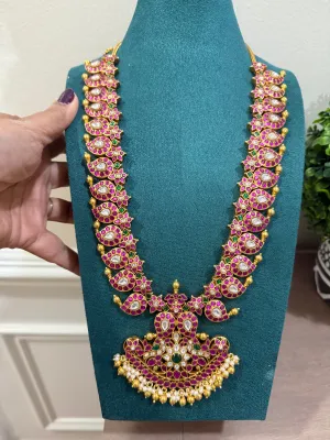 Pure 925 Silver Jadau Kundan Long Necklace