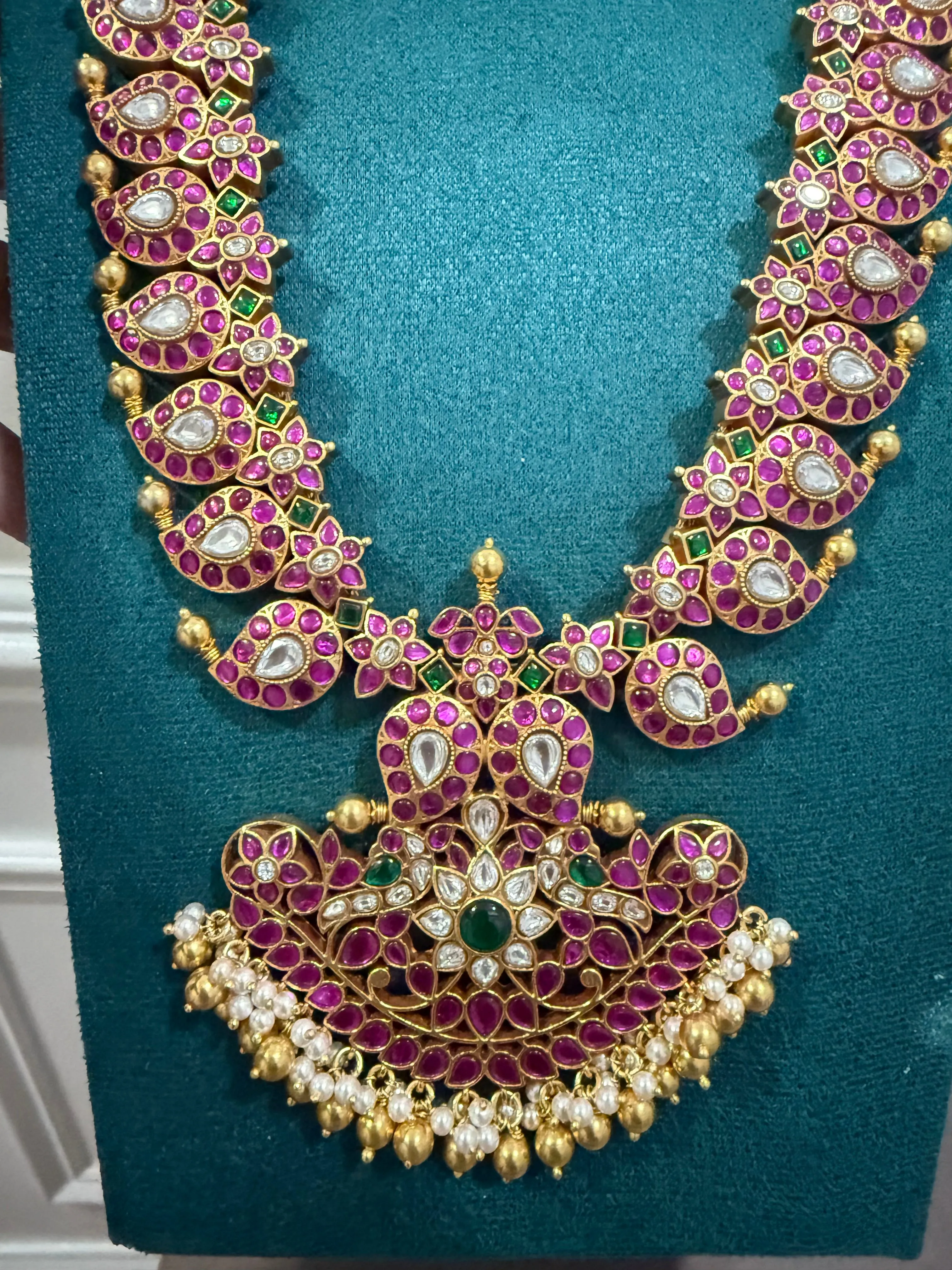 Pure 925 Silver Jadau Kundan Long Necklace