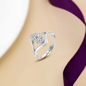 Pure Silver Ring - Adjustable Two Heart Silver Ring