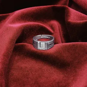 Pure Silver Ring - CZ Stone Set Band For Men