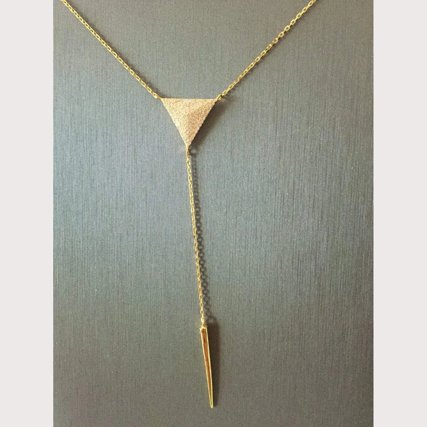 Pyramid Lariat Necklace-Yellow Gold