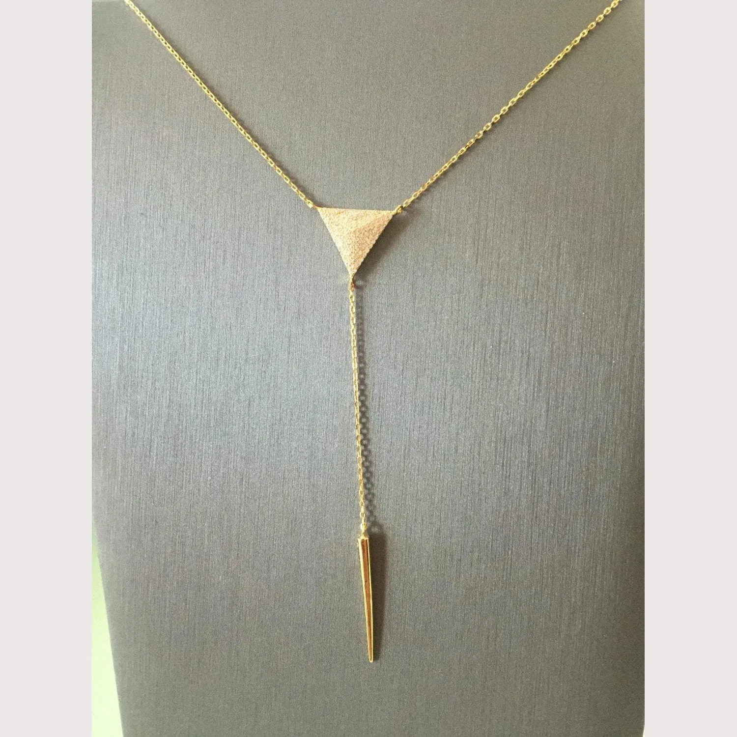 Pyramid Lariat Necklace-Yellow Gold