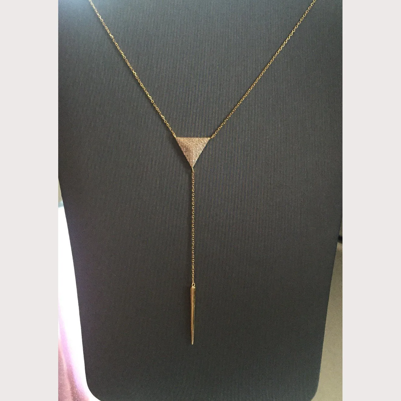 Pyramid Lariat Necklace-Yellow Gold
