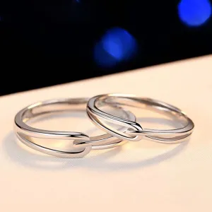Radiant Love Adjustable 925 Sterling Silver Couple Rings