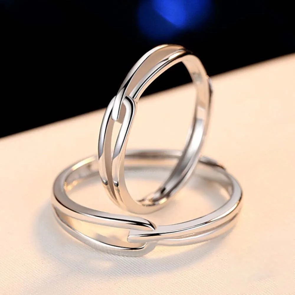 Radiant Love Adjustable 925 Sterling Silver Couple Rings