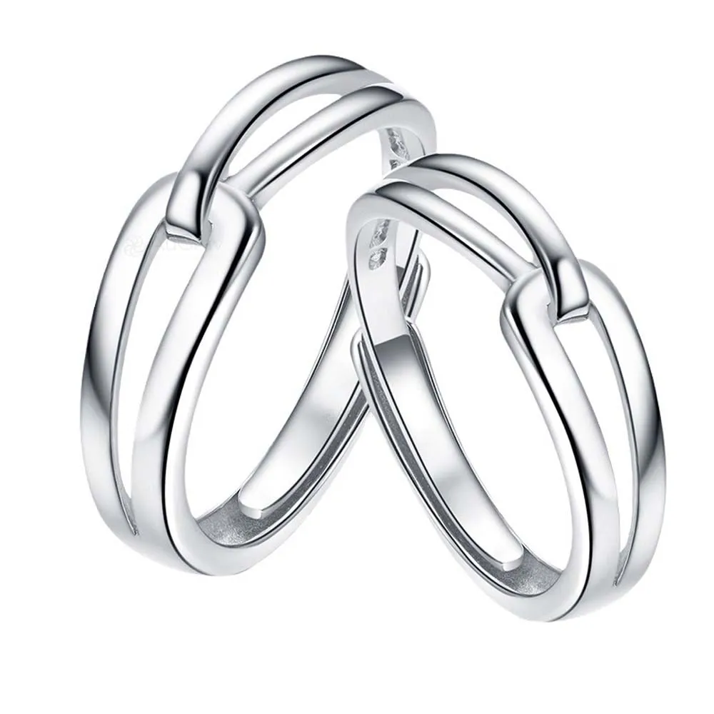 Radiant Love Adjustable 925 Sterling Silver Couple Rings