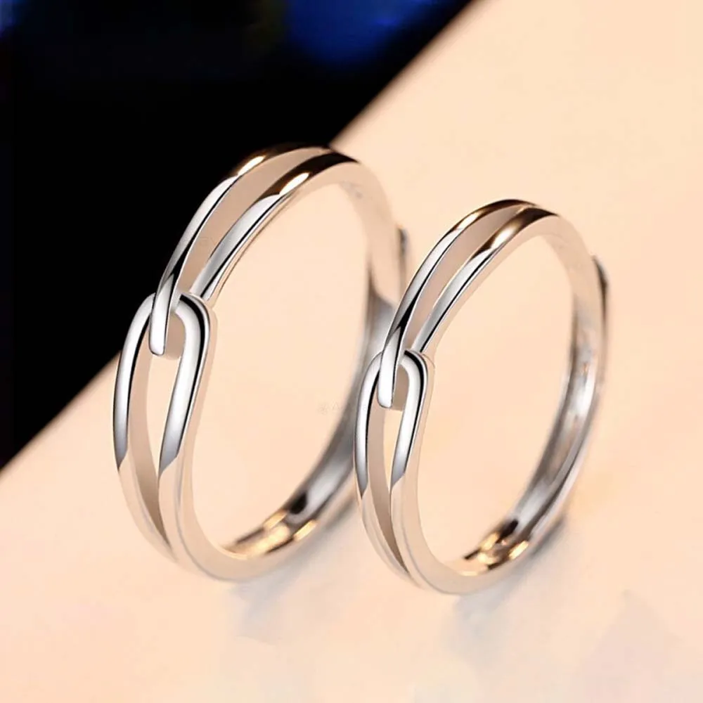 Radiant Love Adjustable 925 Sterling Silver Couple Rings