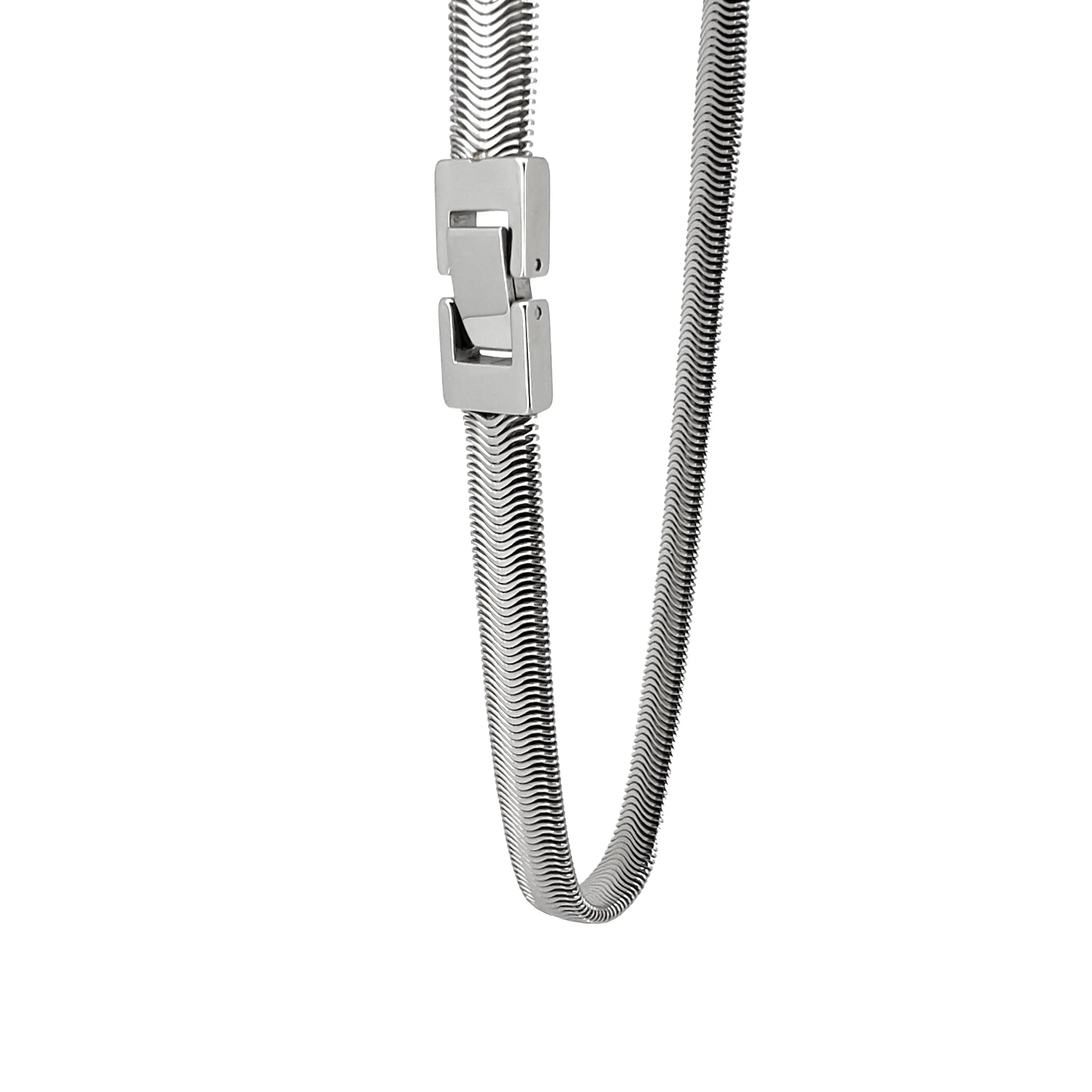 Rafael Silver-tone Flat Snake Chain Necklace