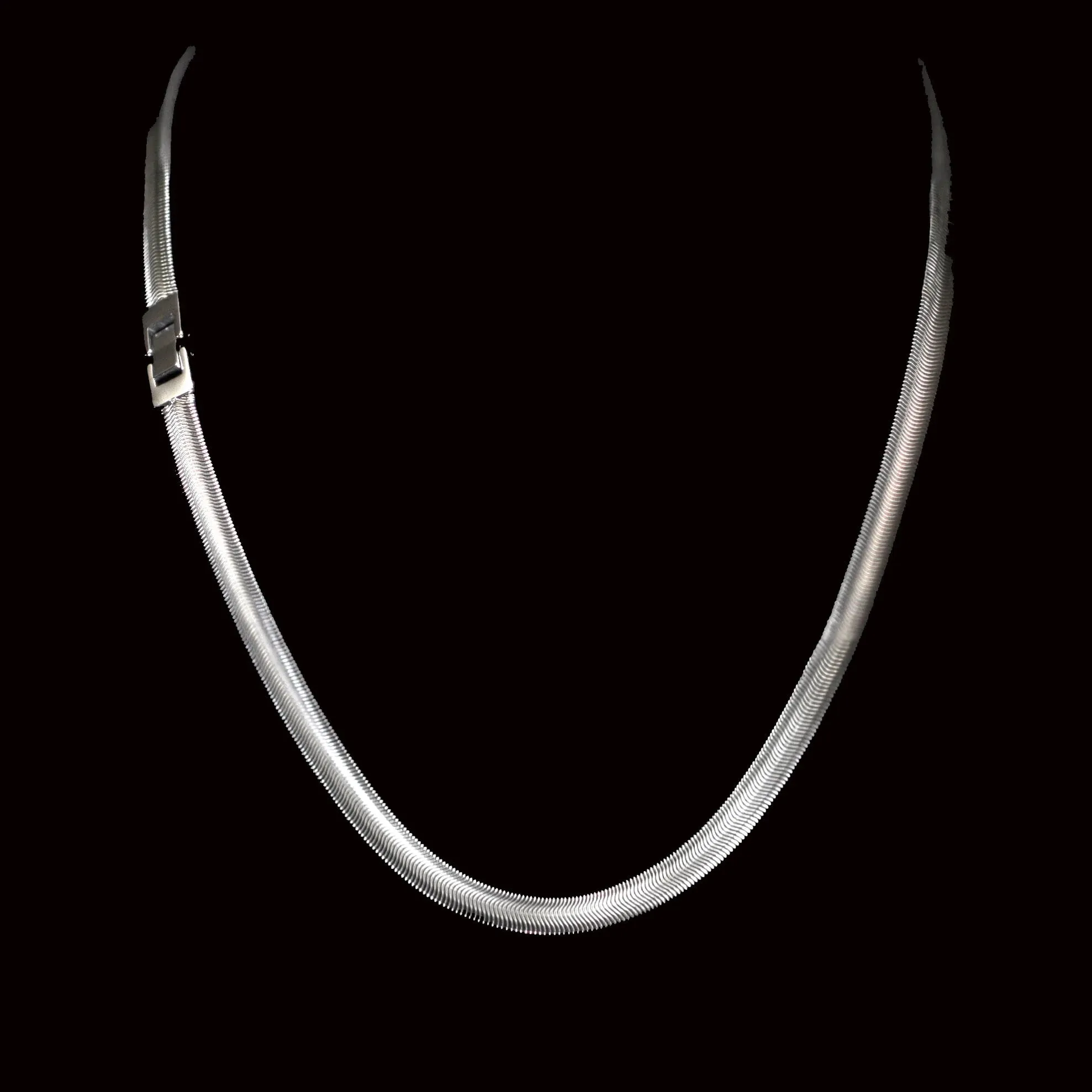 Rafael Silver-tone Flat Snake Chain Necklace