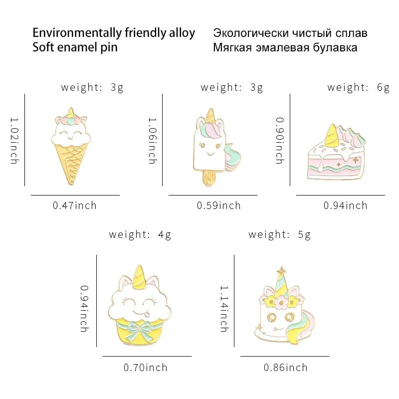 Rainbow Dessert Enamel Pin Set
