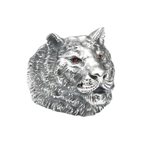 Real Solid 925 Sterling Silver Rings Tiger Animals Punk Jewelry Open Size 8-10
