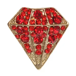 Red Diamond Shaped Rhinestone Adjustable Ring