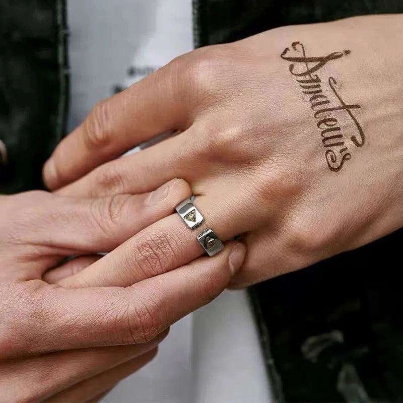 Retro Gothic Letter Open Ring Adjustable Ring mr0007